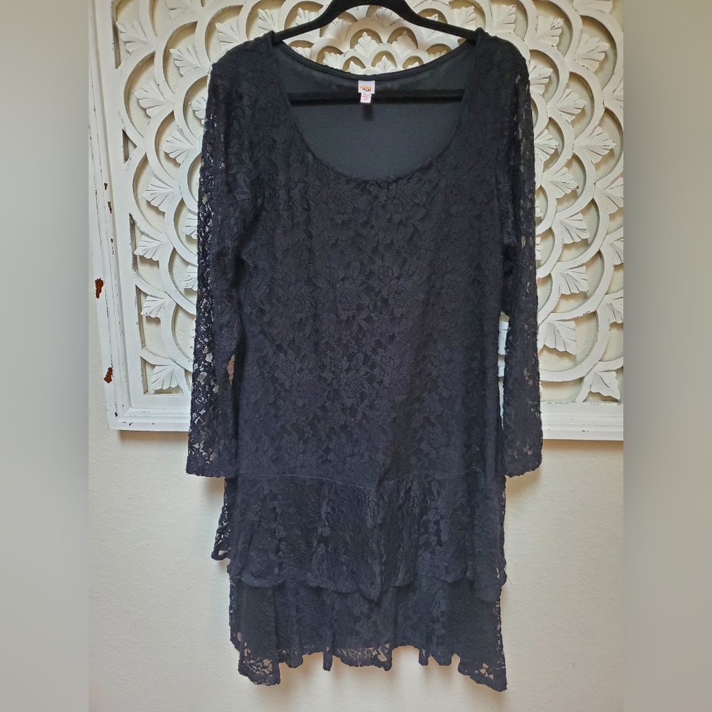 Vintage Bongo Plus Black Lace Mini Dress Size 2X